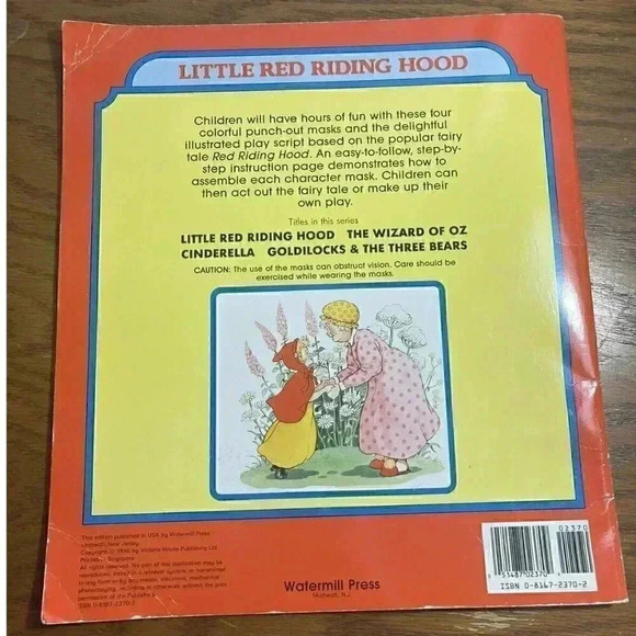 Play Mask Book **Little Red Riding Hood1990- Unused by Watermill Press - Picture 2 of 5